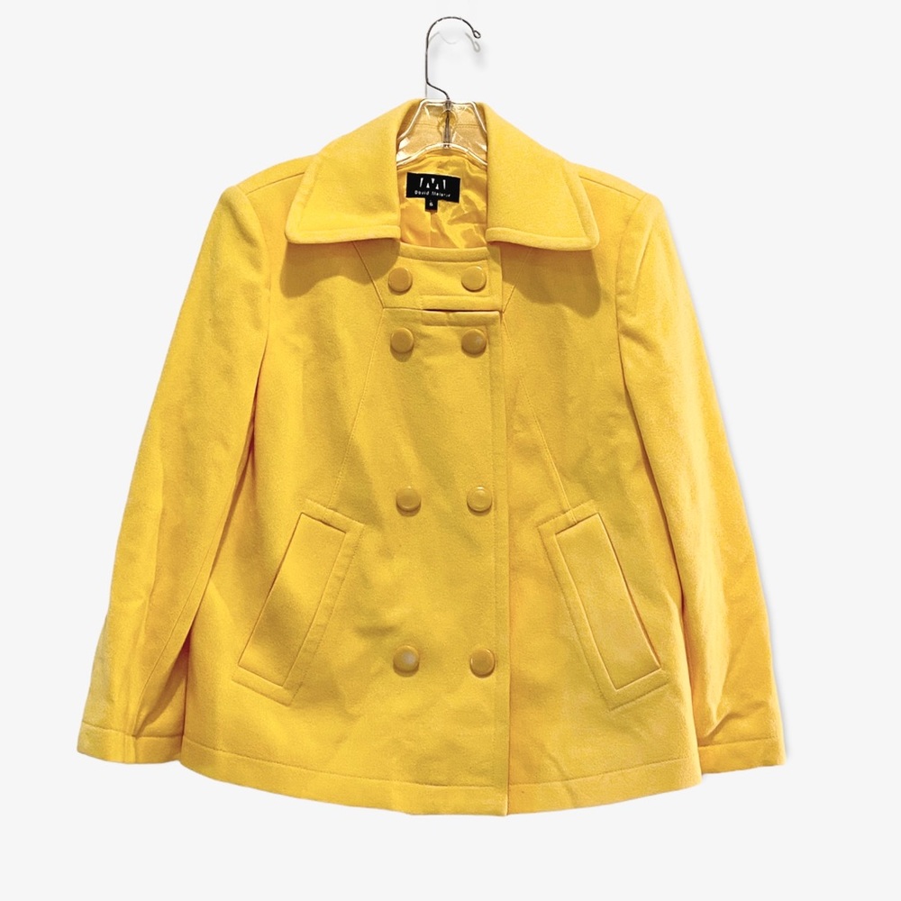 David Meister Yellow 3/4 Sleeve Pea Coat Jacket - Size 6